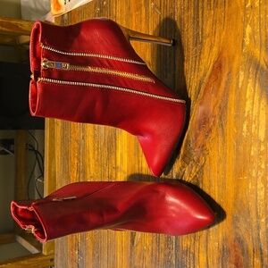 Catherine Maladrino Red Stiletto Zipper Booties Size 8.5